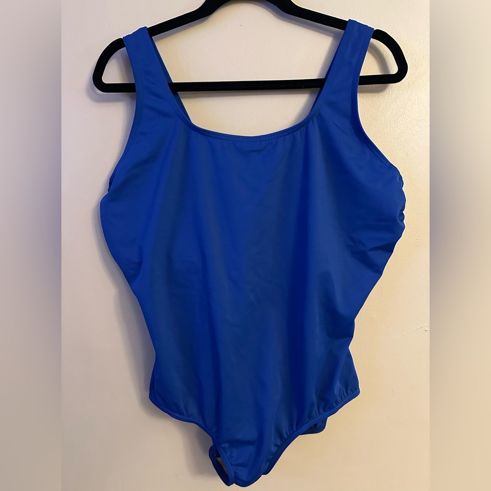 Lands' End Blue Nylon Underwire Swimsuit 20W